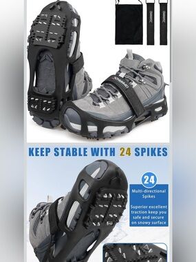 Ice Cleats Snow Traction Cleats Ice Shoes 24 Studs Crampons for Boots and Shoes